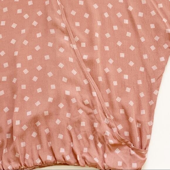 Twenty Seconds Top Mauve Peach Crossed Front Surplice Short Sleeve Blouse Large - Picture 7 of 12